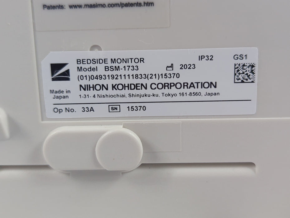 Nihon Kohden BSM-1733 Life Scope PT Transport Patient Monitor