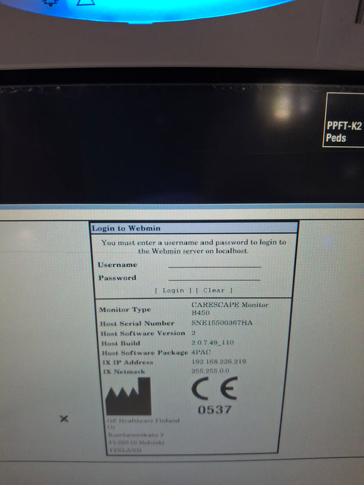 GE Healthcare Carescape B450 Post Anesthesia Care Patient Monitor