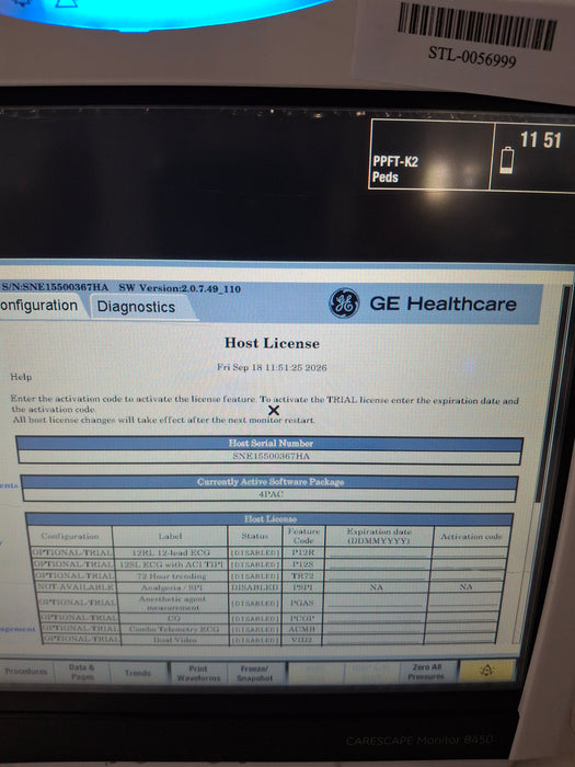 GE Healthcare Carescape B450 Post Anesthesia Care Patient Monitor