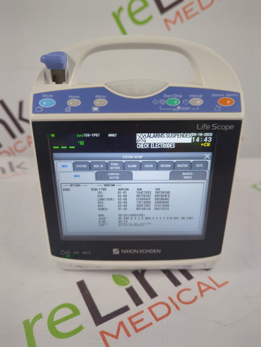 Nihon Kohden BSM-1733 Life Scope PT Transport Patient Monitor