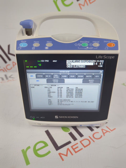 Nihon Kohden BSM-1733 Life Scope PT Transport Patient Monitor