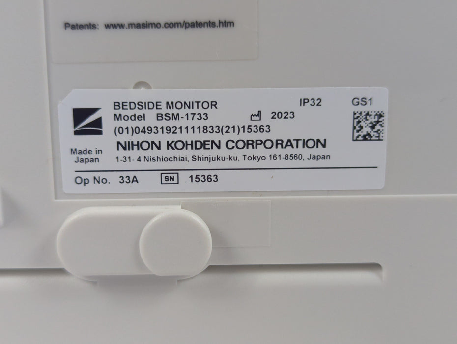 Nihon Kohden BSM-1733 Life Scope PT Transport Patient Monitor