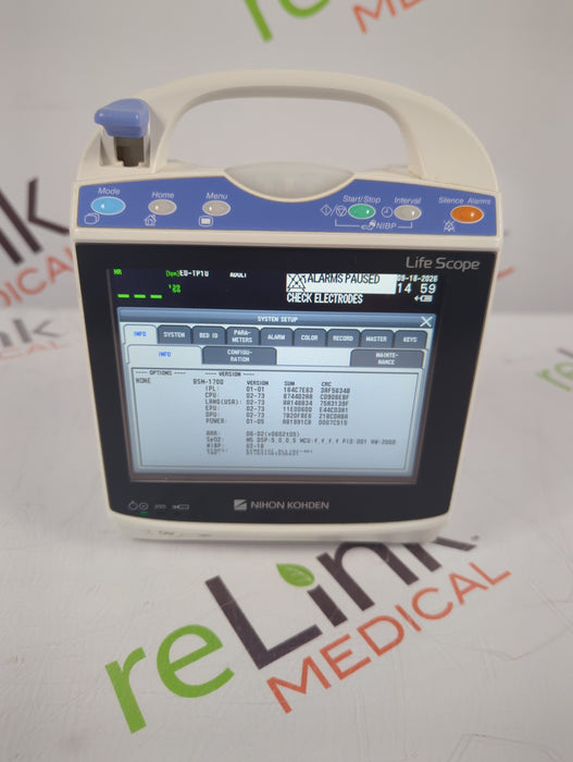 Nihon Kohden BSM-1733 Life Scope PT Transport Patient Monitor