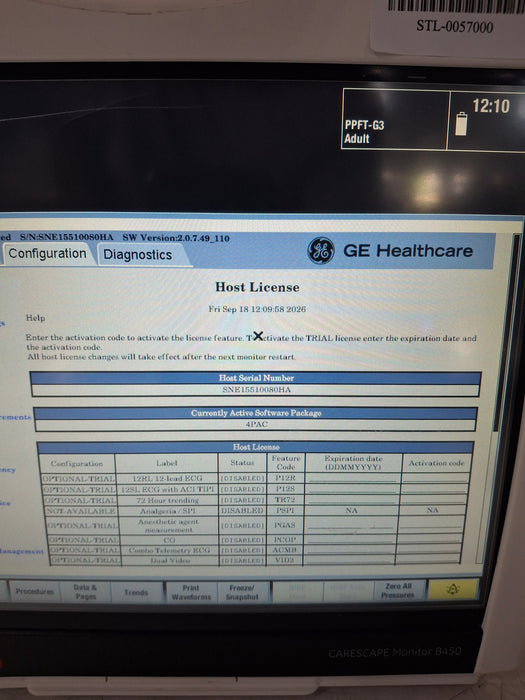 GE Healthcare Carescape B450 Post Anesthesia Care Patient Monitor
