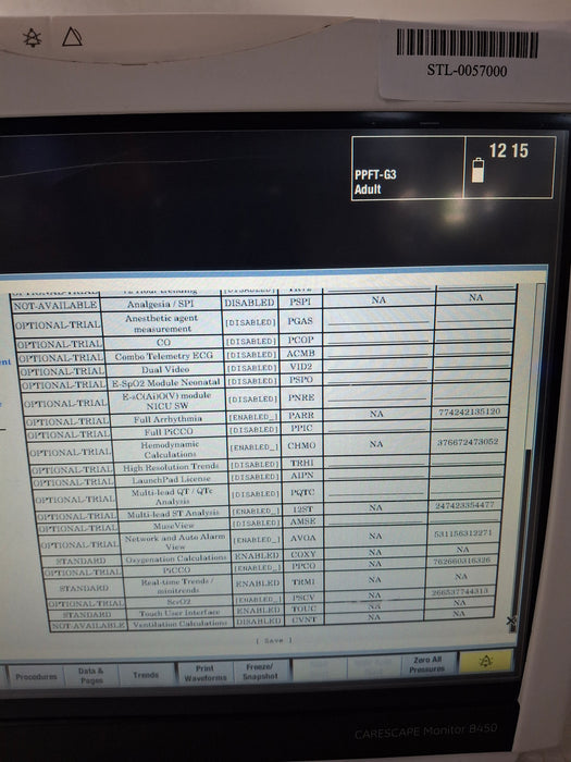 GE Healthcare Carescape B450 Post Anesthesia Care Patient Monitor