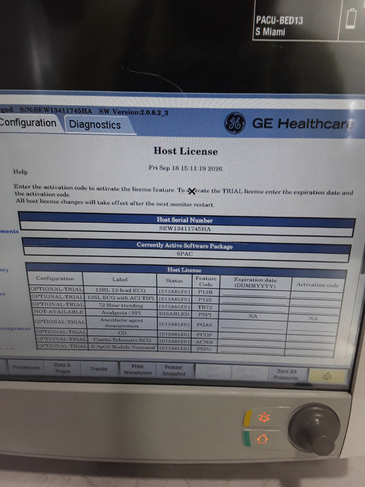 GE Healthcare Carescape B650 Post Anesthesia Care Patient Monitor