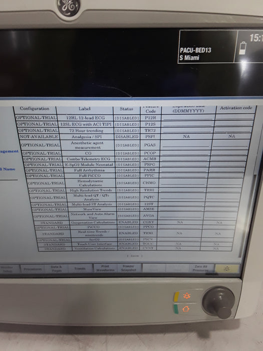 GE Healthcare Carescape B650 Post Anesthesia Care Patient Monitor