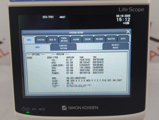 Nihon Kohden Nihon Kohden BSM-1733 Life Scope PT Transport Patient Monitor Patient Monitors reLink Online