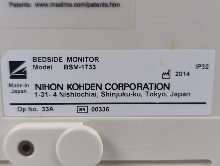 Nihon Kohden BSM-1733 Life Scope PT Transport Patient Monitor
