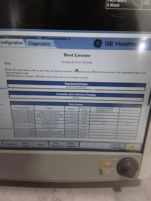 GE Healthcare Carescape B650 Post Anesthesia Care Patient Monitor