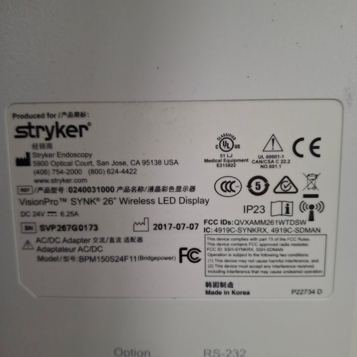 Stryker VisionPro SYNK 26 Wireless LED Display