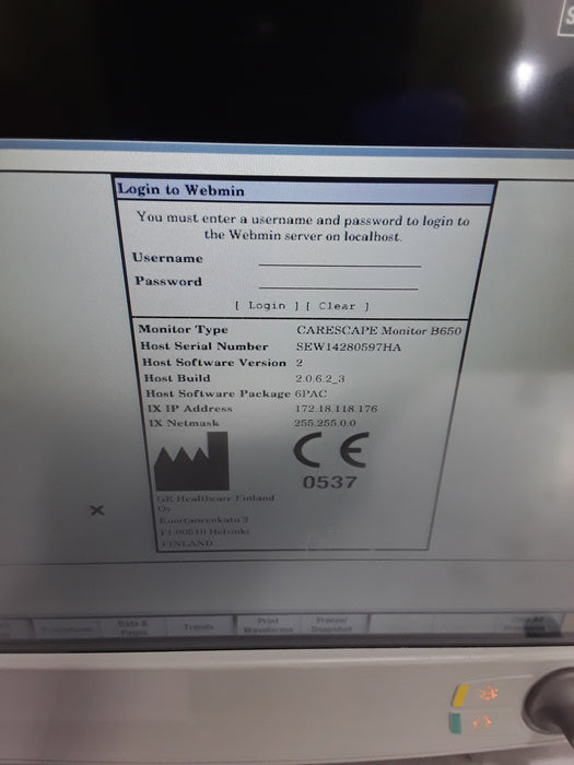 GE Healthcare Carescape B650 Post Anesthesia Care Patient Monitor