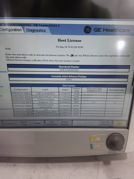 GE Healthcare Carescape B650 Post Anesthesia Care Patient Monitor