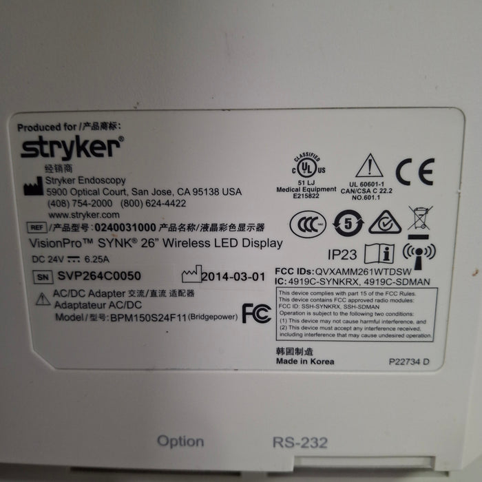 Stryker VisionPro SYNK 26 Wireless LED Display