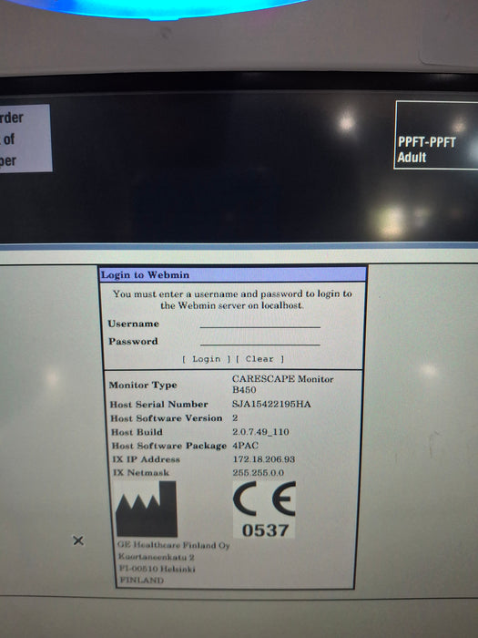 GE Healthcare Carescape B450 Post Anesthesia Care Patient Monitor