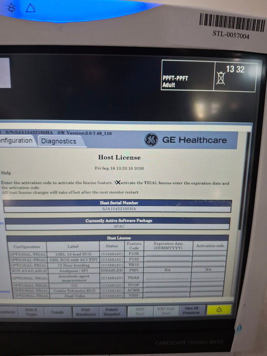GE Healthcare Carescape B450 Post Anesthesia Care Patient Monitor