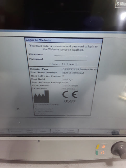 GE Healthcare Carescape B650 Post Anesthesia Care Patient Monitor