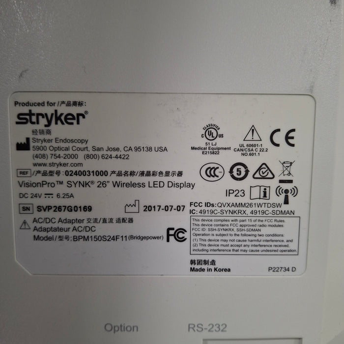 Stryker VisionPro SYNK 26 Wireless LED Display