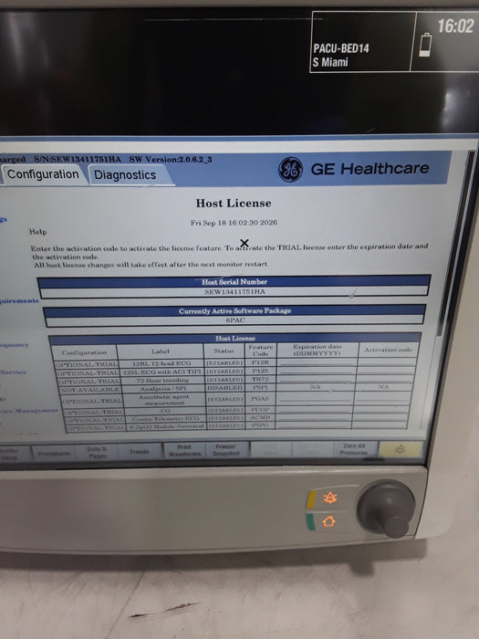 GE Healthcare Carescape B650 Post Anesthesia Care Patient Monitor