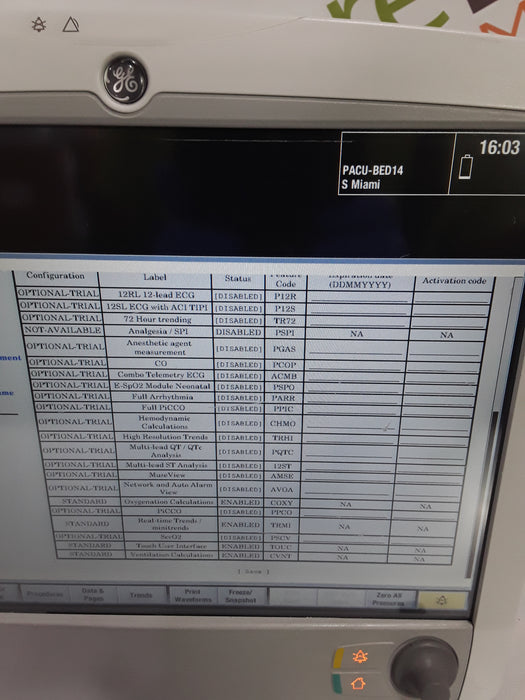 GE Healthcare Carescape B650 Post Anesthesia Care Patient Monitor