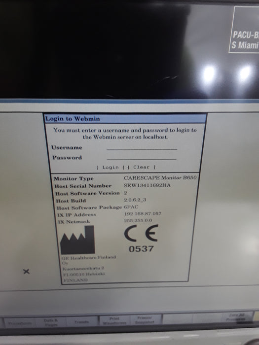 GE Healthcare Carescape B650 Post Anesthesia Care Patient Monitor