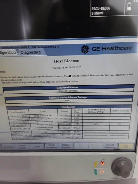 GE Healthcare Carescape B650 Post Anesthesia Care Patient Monitor