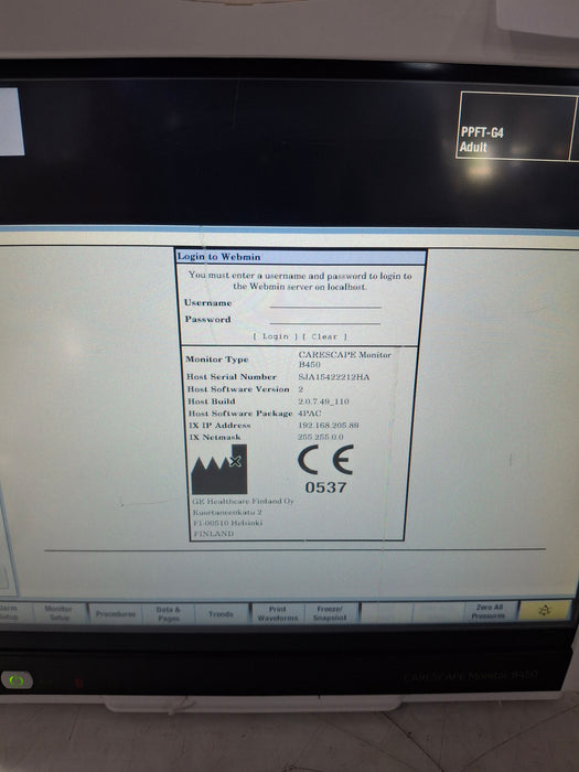 GE Healthcare Carescape B450 Post Anesthesia Care Patient Monitor