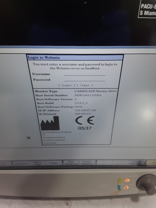 GE Healthcare Carescape B650 Post Anesthesia Care Patient Monitor