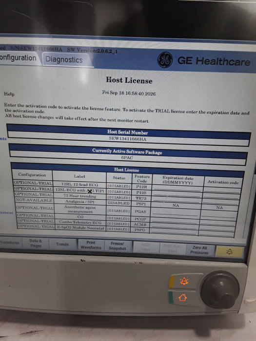 GE Healthcare Carescape B650 Post Anesthesia Care Patient Monitor