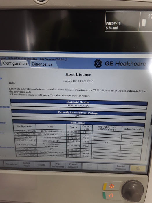 GE Healthcare Carescape B650 Post Anesthesia Care Patient Monitor