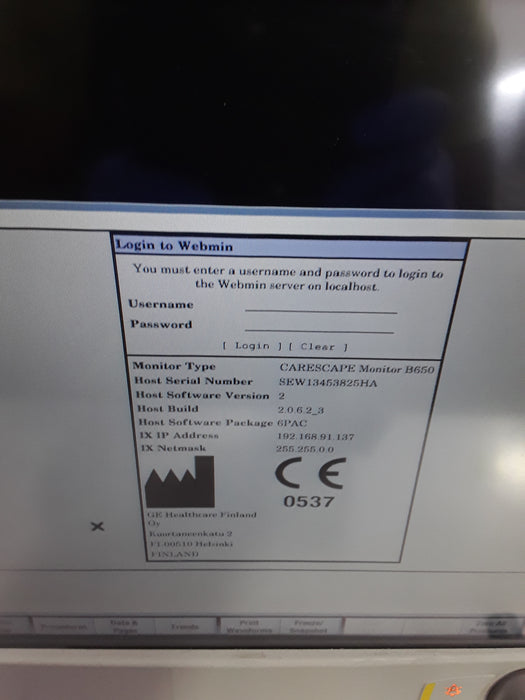 GE Healthcare Carescape B650 Post Anesthesia Care Patient Monitor