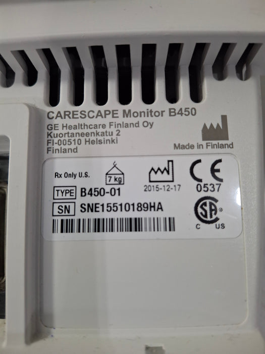 GE Healthcare Carescape B450 Post Anesthesia Care Patient Monitor