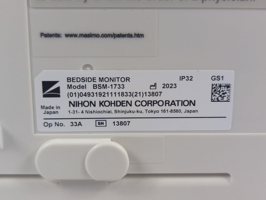 Nihon Kohden BSM-1733 Life Scope PT Transport Patient Monitor