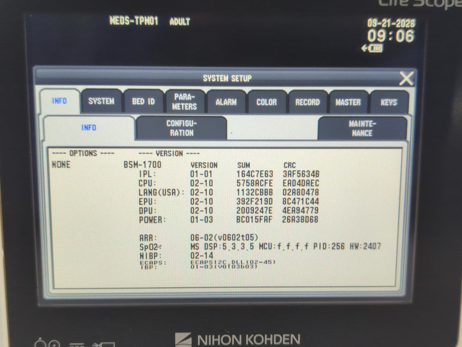 Nihon Kohden BSM-1733 Life Scope PT Transport Patient Monitor