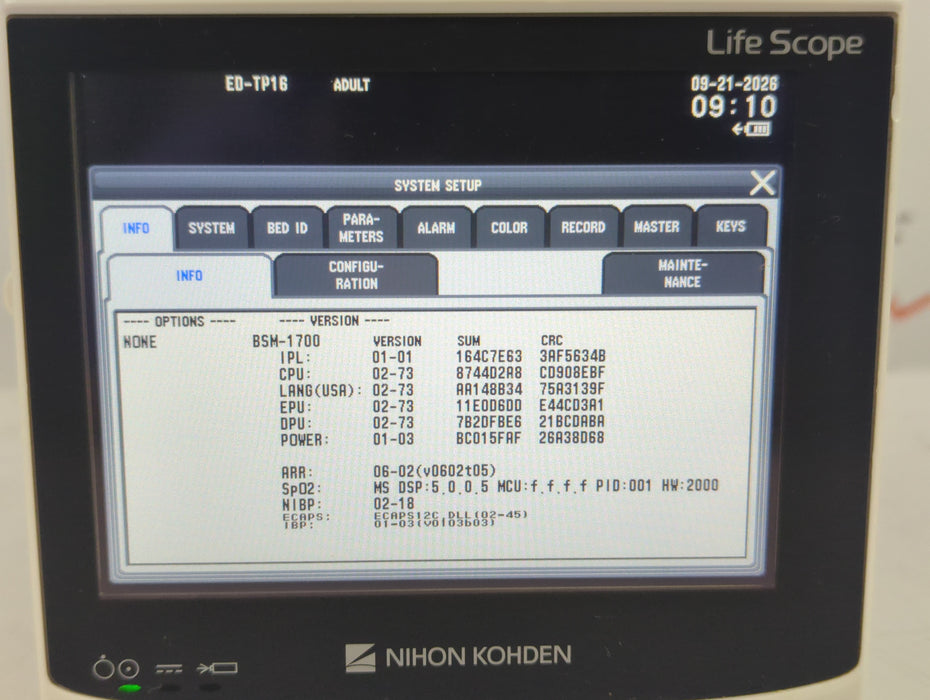 Nihon Kohden BSM-1733 Life Scope PT Transport Patient Monitor
