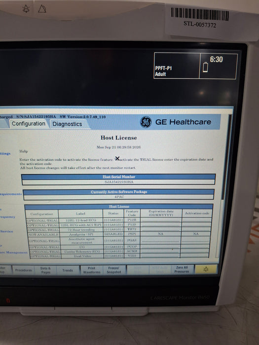 GE Healthcare Carescape B450 Post Anesthesia Care Patient Monitor