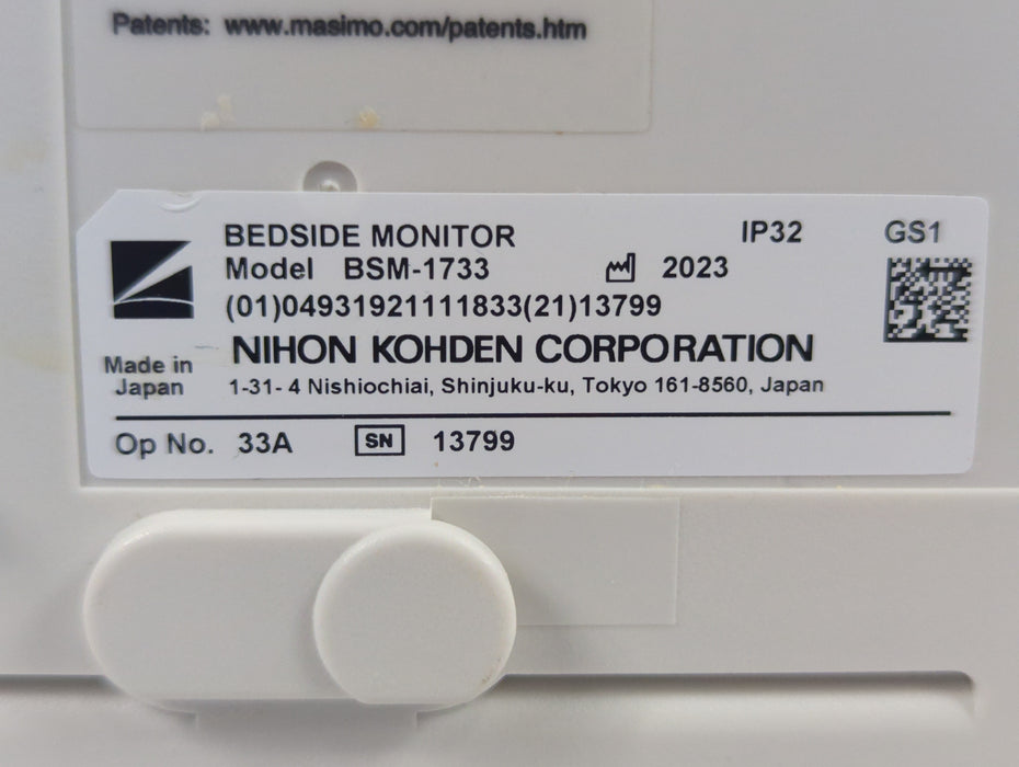 Nihon Kohden BSM-1733 Life Scope PT Transport Patient Monitor