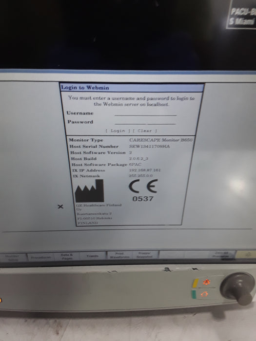 GE Healthcare Carescape B650 Post Anesthesia Care Patient Monitor