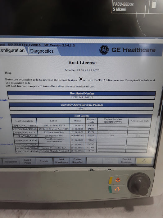 GE Healthcare Carescape B650 Post Anesthesia Care Patient Monitor