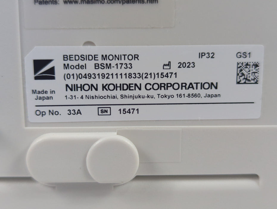 Nihon Kohden BSM-1733 Life Scope PT Transport Patient Monitor