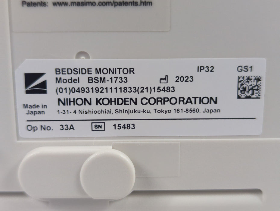Nihon Kohden BSM-1733 Life Scope PT Transport Patient Monitor