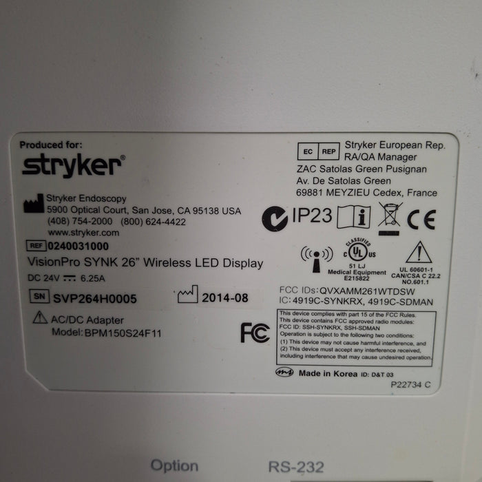 Stryker VisionPro SYNK 26 Wireless LED Display