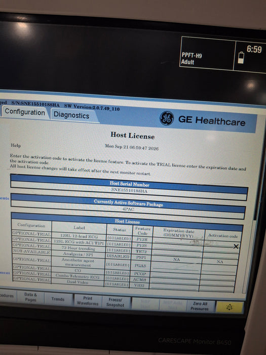 GE Healthcare Carescape B450 Post Anesthesia Care Patient Monitor