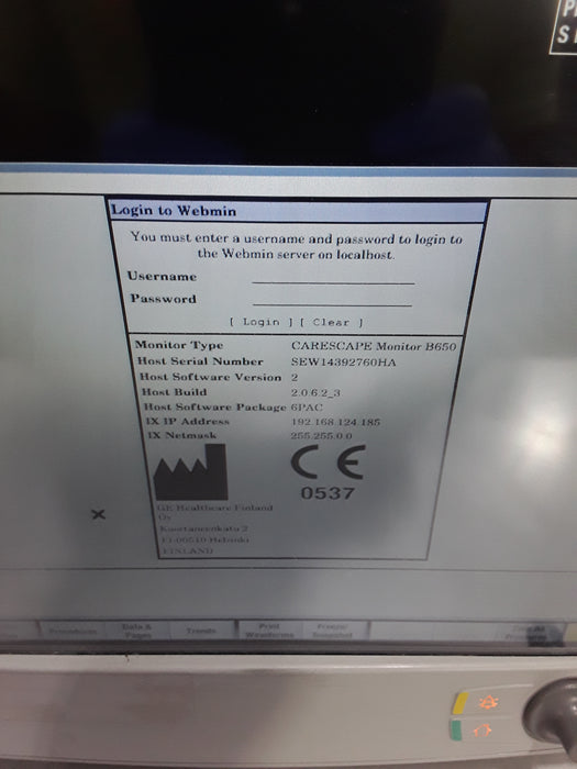 GE Healthcare Carescape B650 Post Anesthesia Care Patient Monitor