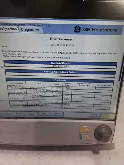 GE Healthcare Carescape B650 Post Anesthesia Care Patient Monitor