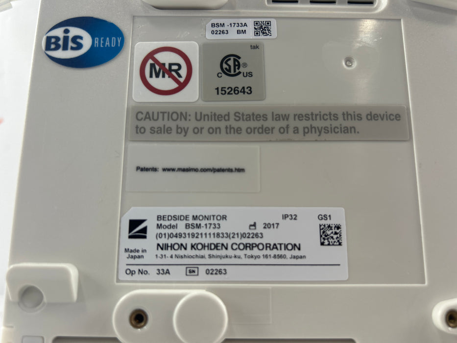 Nihon Kohden BSM-1733 Life Scope PT Transport Patient Monitor