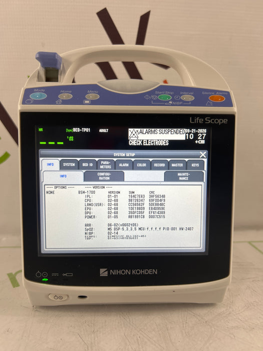Nihon Kohden BSM-1733 Life Scope PT Transport Patient Monitor