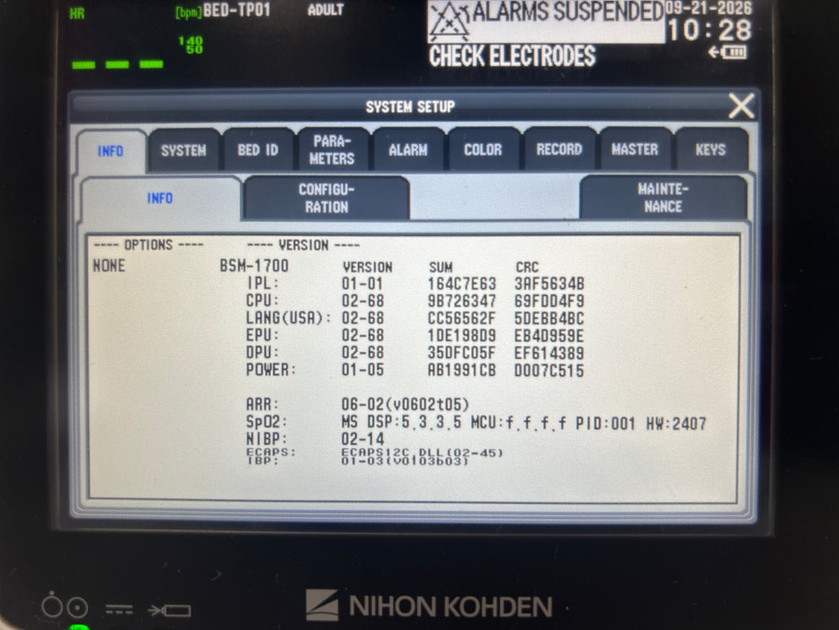 Nihon Kohden BSM-1733 Life Scope PT Transport Patient Monitor