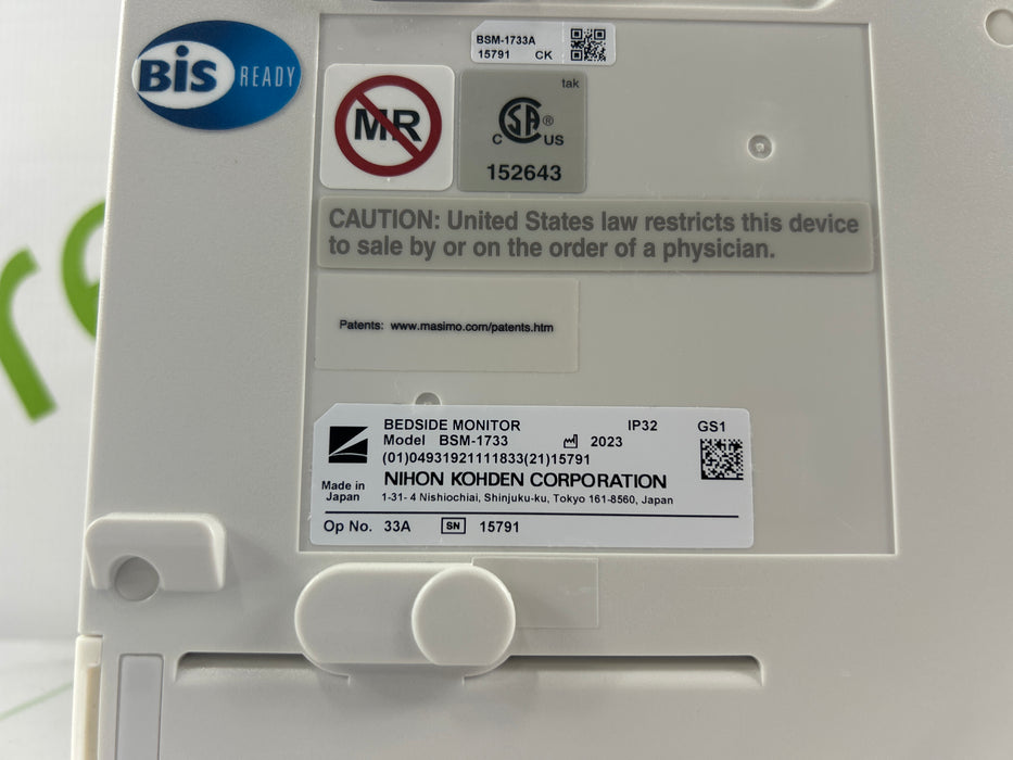 Nihon Kohden BSM-1733 Life Scope PT Transport Patient Monitor