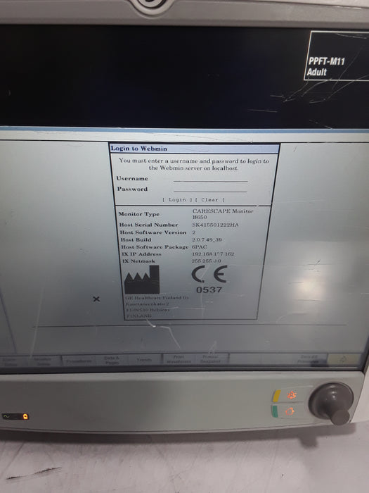 GE Healthcare Carescape B650 Post Anesthesia Care Patient Monitor